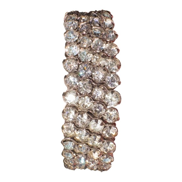 Vintage Coro Sparkling Rhinestone Earrings & Silver Stretch Bracelet Set J17 - Picture 8 of 10